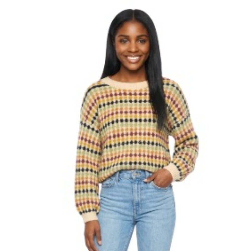 Blu Pepper Large Multi-Color Popcorn Wool Blend Sweater EUC